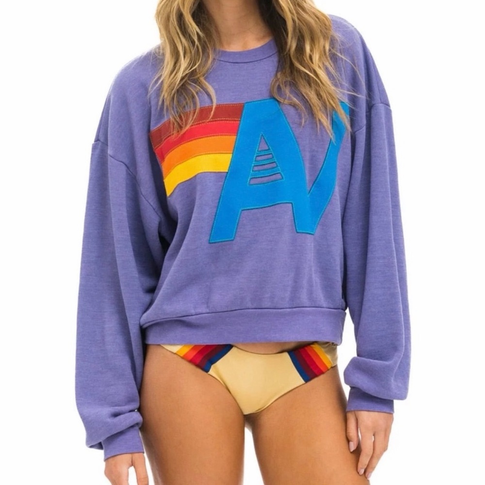AVIATOR NATION Logo Stitch Relaxed Crew Sweatshirt